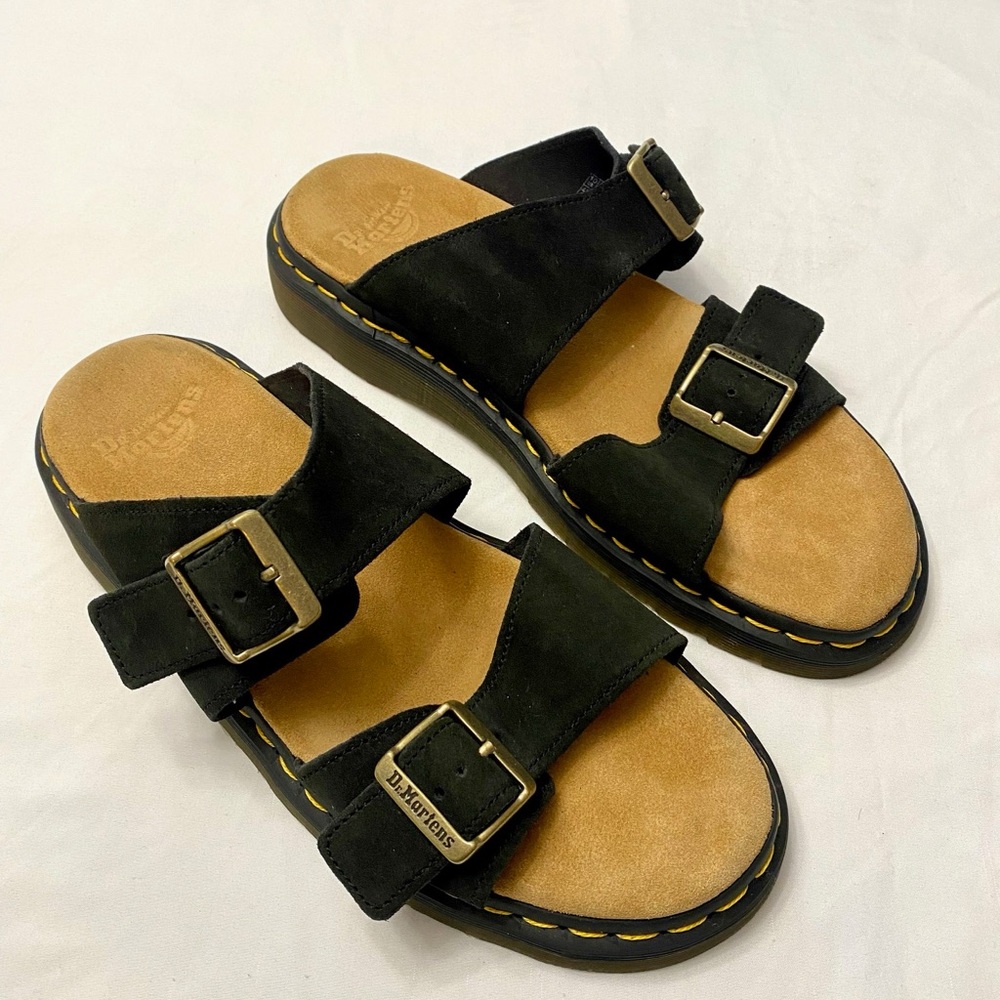 Dr. Martens Black and Brown Buckle Sandals